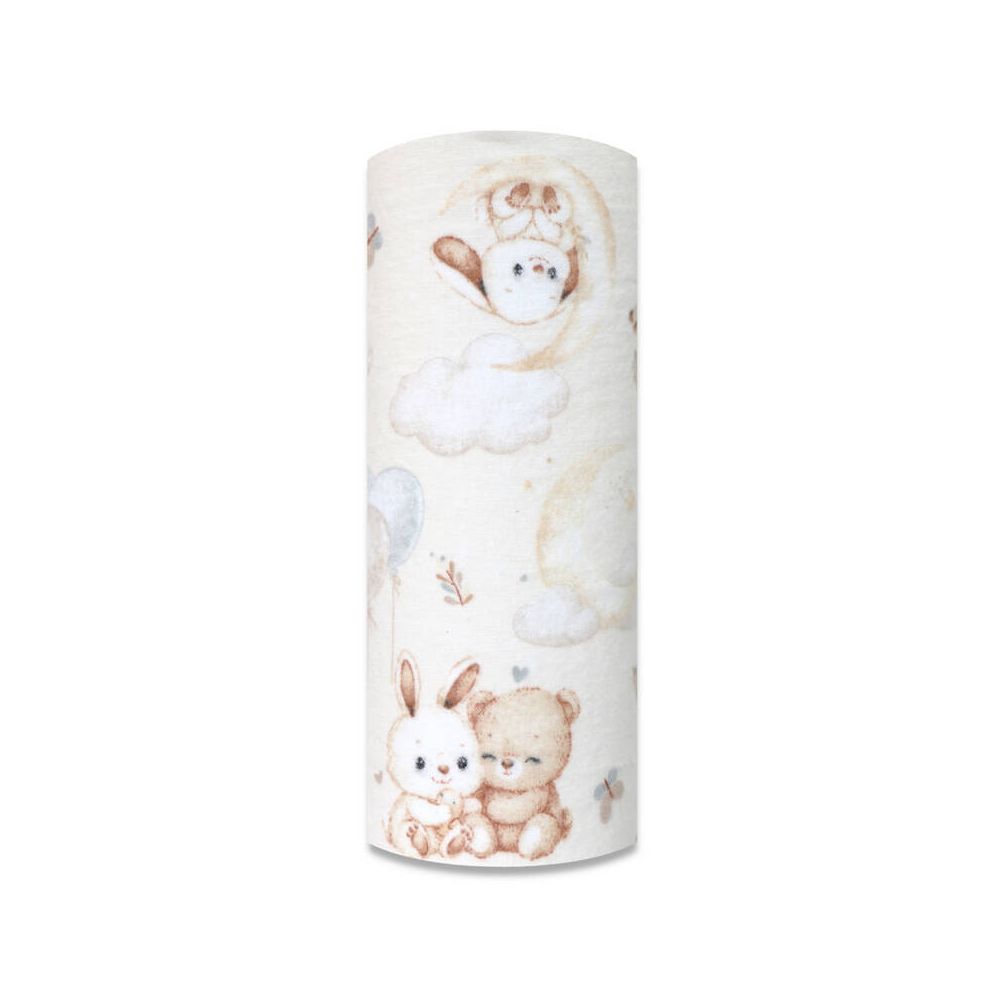 Diaper - 14497 - FLANNEL PRINT - EGA - DEER & TEDDY BEAR - BEIGE - size 70x80 cm