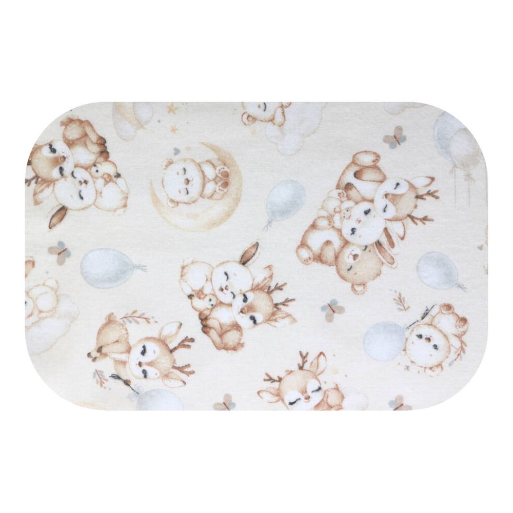 Sauskelnės - 14497 - FLANELINIS PRINTAS - EGA - Elnias ir meškiukas TEDDY - BEIGE - dydis 70x80 cm