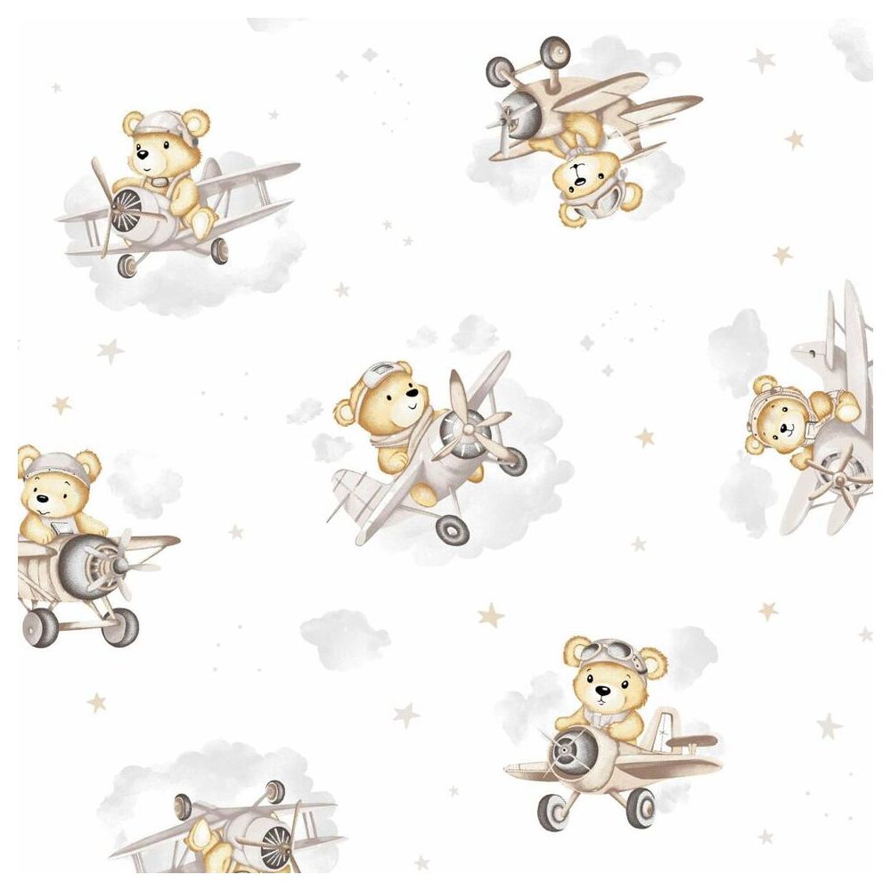 Užvalkalų rinkinys - 2 dalys - 135x100, 40x60 - BEAR in PLANE - BEIGE