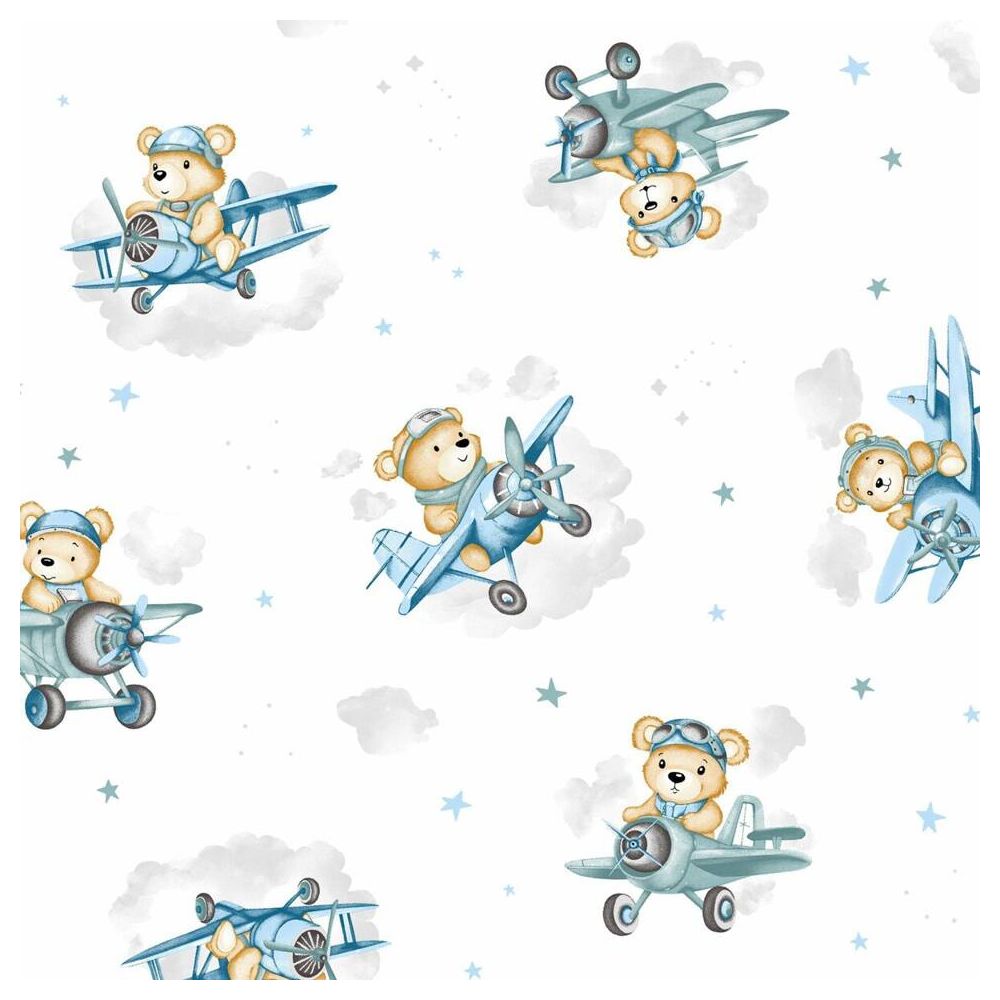 Užvalkalų rinkinys - 2 vnt. - 135x100, 40x60 - BEAR in PLANE - MĖLYNA