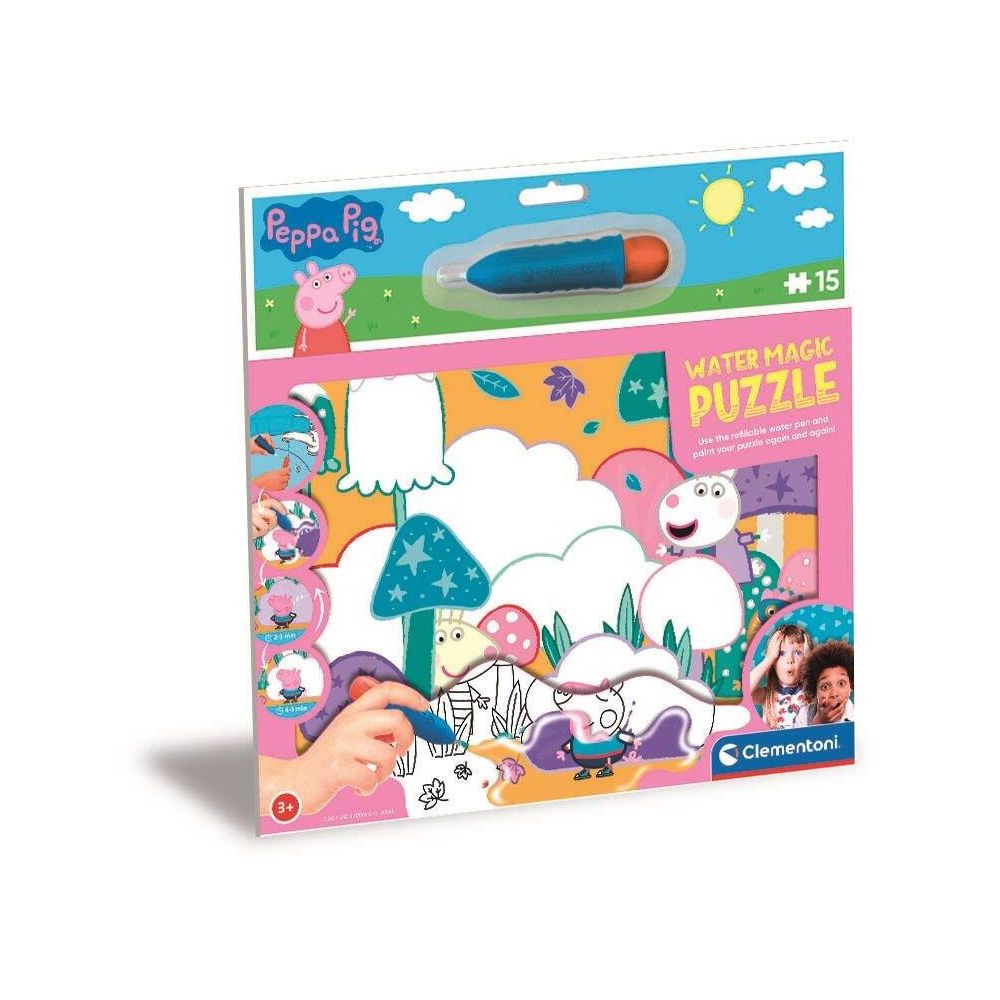Vandeniu spalvinama dėlionė CLEMENTONI WATER REVEAL PEPPA PIG 15 det. 22469