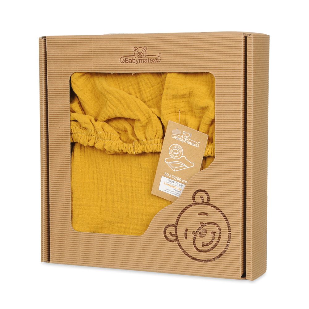 Paklodė / užvalkalas - vystymo lentai - TB0414/06 - MUSLIN in BOX - MUSTARD - dydis 50x70/80 cm