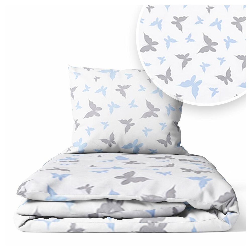 Cover set - 2 pcs - 120x90, 40x60 - BUTTERFLY - BLUE / GREY