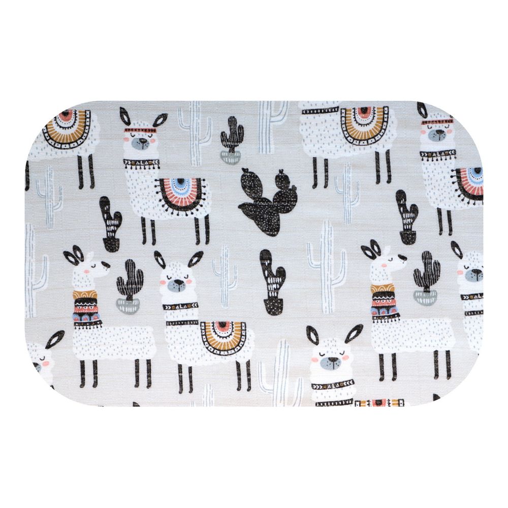 Diaper - 25646 - TETRA PRINT - EGA - LUX - LAMA - GREY- size 70x80 cm
