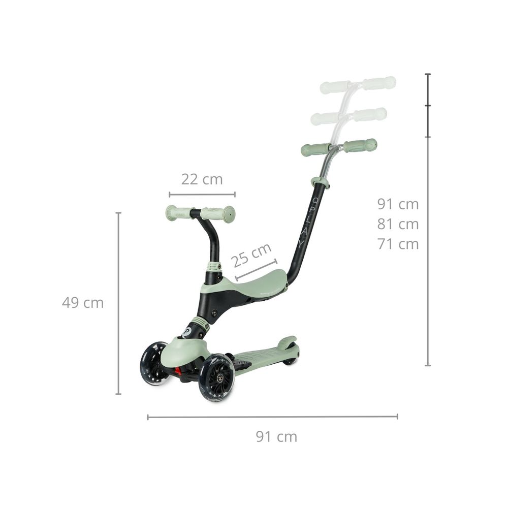 Paspirtukas Qplay Hulajnoga Sema Pro 3w1, Green