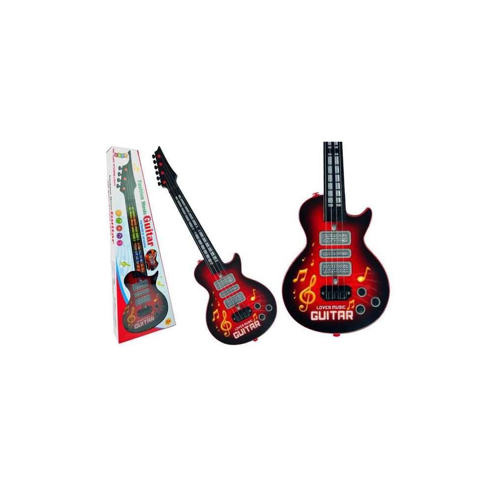 Gitara Elektryczna Gwiazda Struny Kolorowe Diody Czerwona