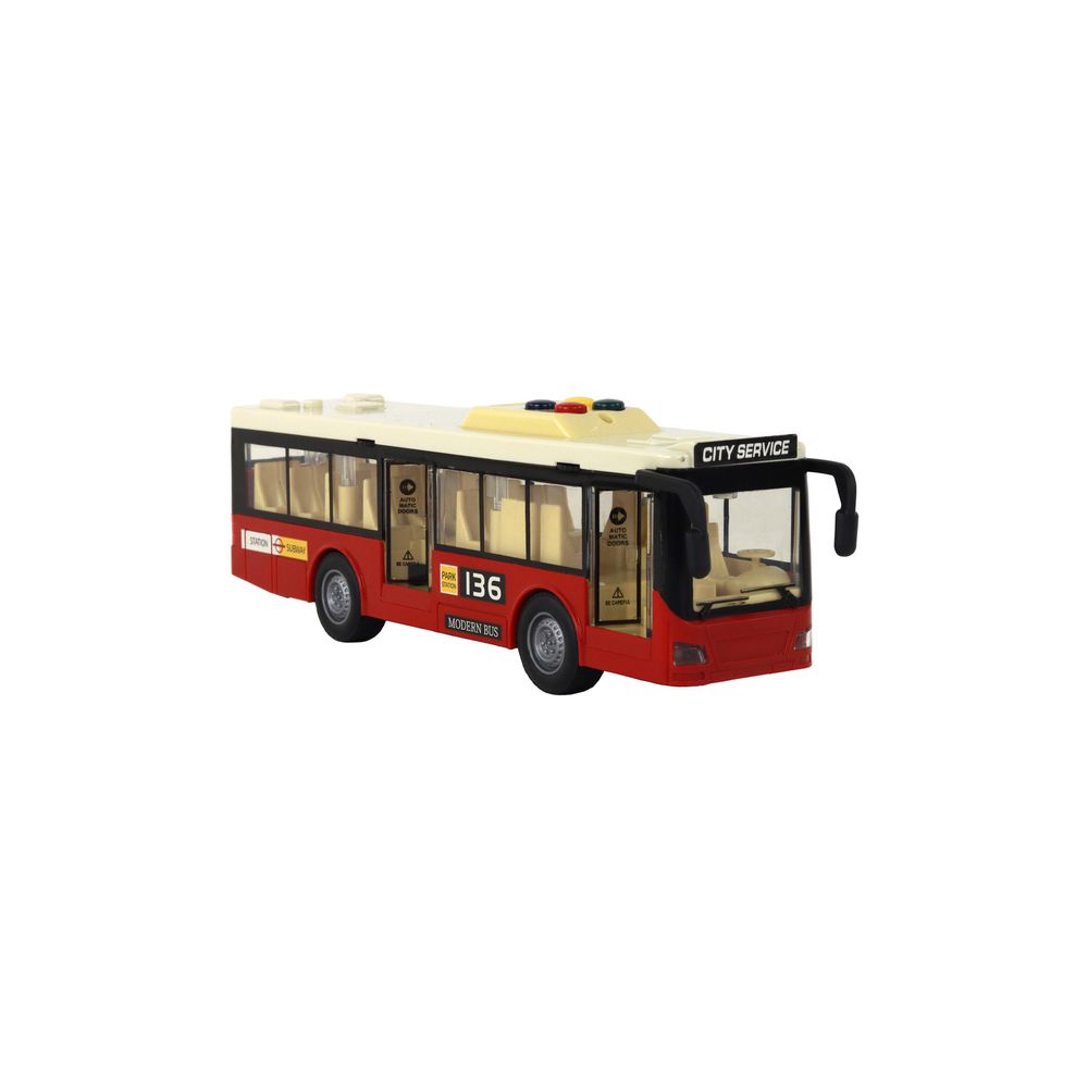 Autobus Na Baterie Światła Dźwięki Czerwony Miejski 1:16
