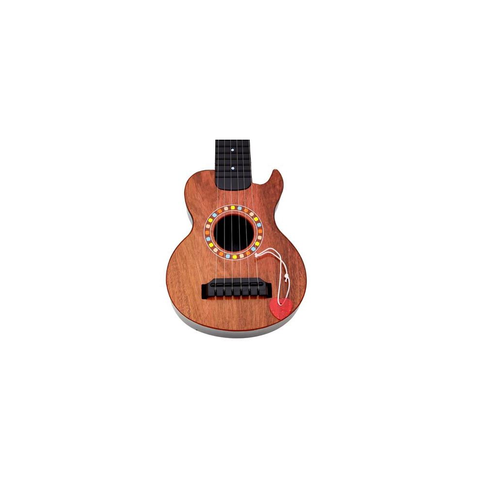 Gitara Zabawkowa Dla Dzieci Brązowa Drewno Kostka Do Gry