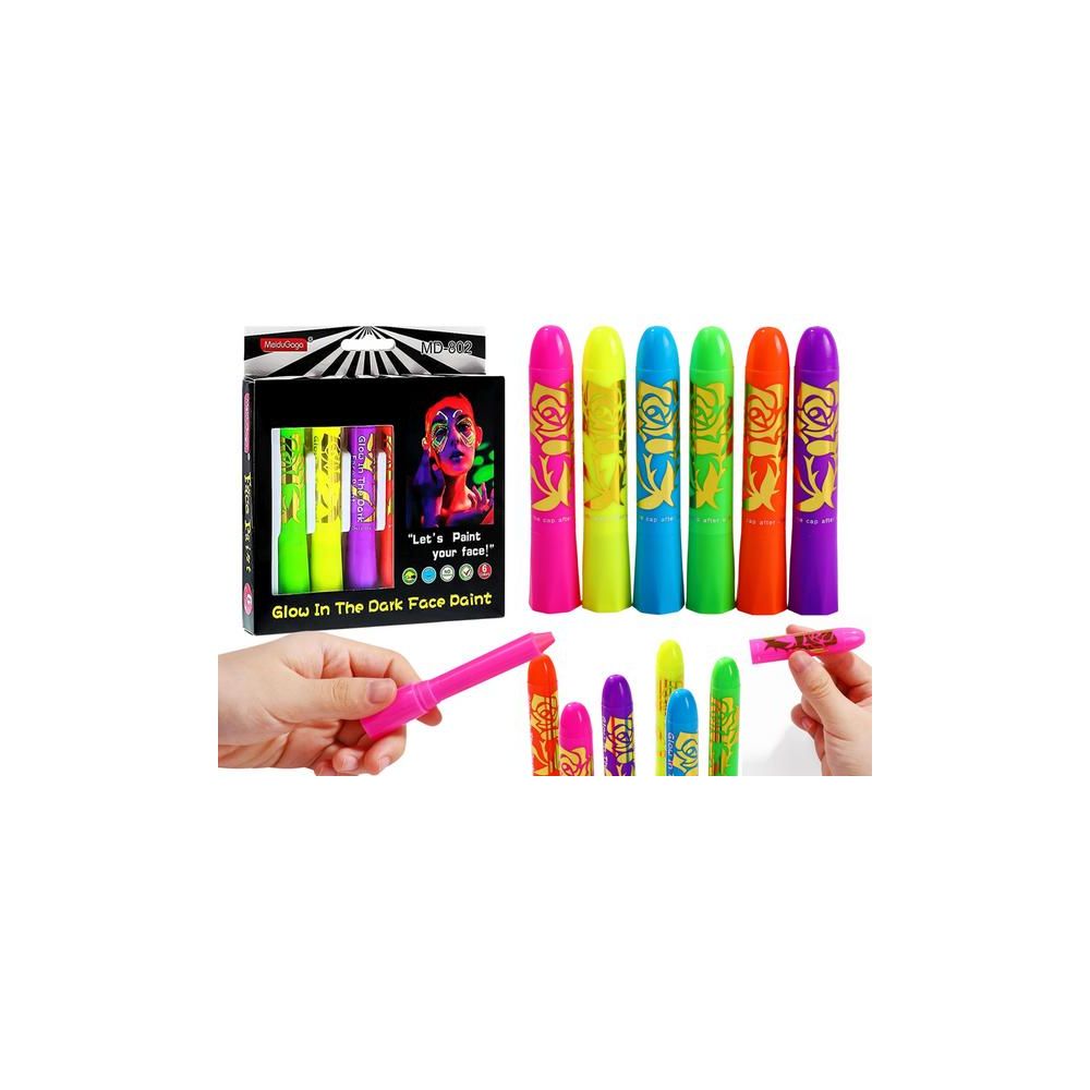 Zestaw Do Malowania Twarzy Pisaki Kredki Neonowe Fluorescencyjne 6szt