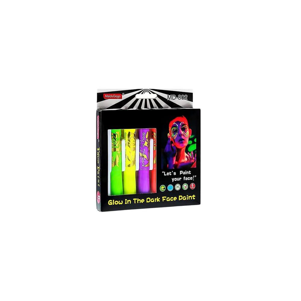 Zestaw Do Malowania Twarzy Pisaki Kredki Neonowe Fluorescencyjne 6szt