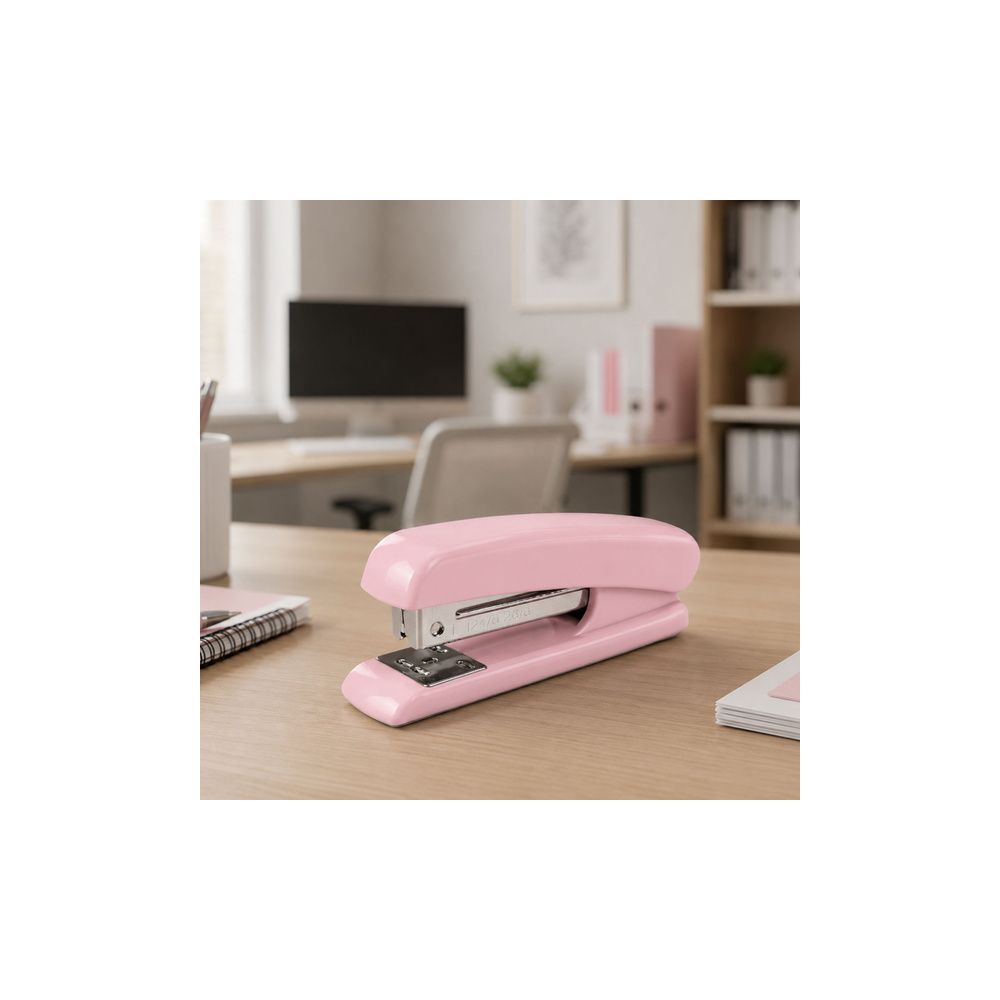 Zszywacz Biurowy Metalowy Do 25 Kartek 24/6 26/6 Zszywki Różowy