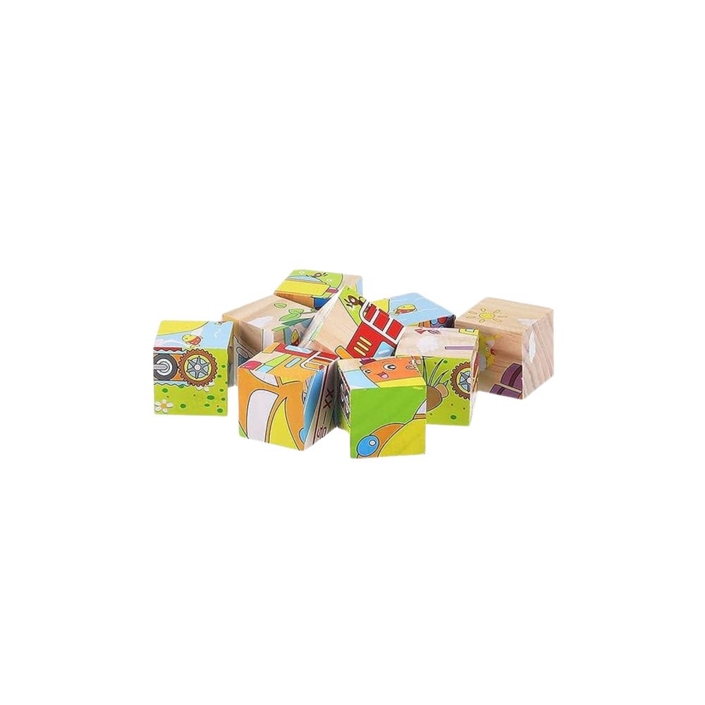 Drewniana Układanka Klocki Farma Puzzle Edukacyjne Zwierzęta 6 Obrazków