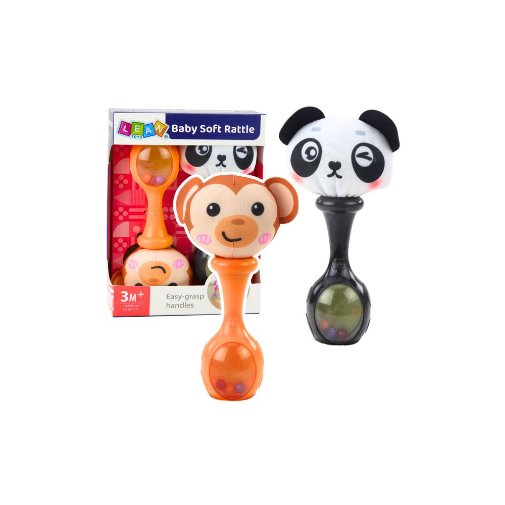 Zestaw Grzechotki Sensoryczne Z Miękką Piłeczką Małpka Panda 2szt