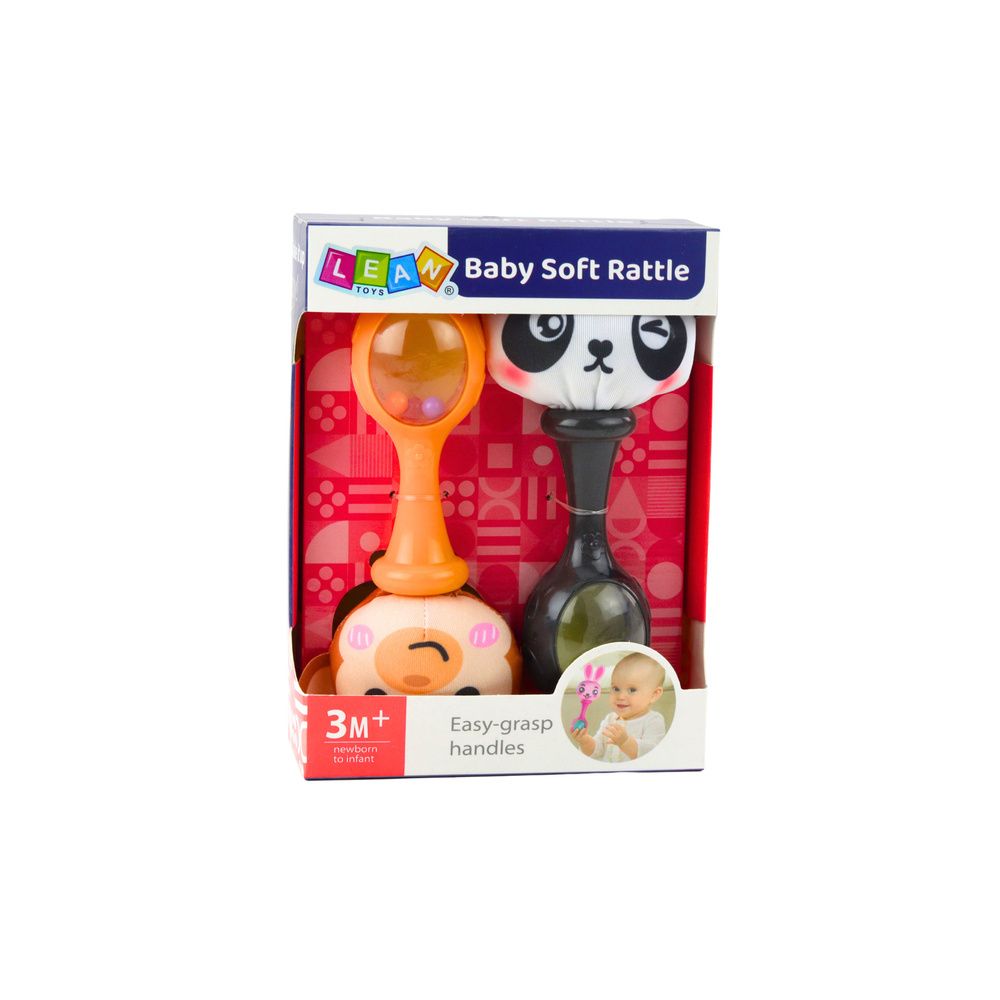 Zestaw Grzechotki Sensoryczne Z Miękką Piłeczką Małpka Panda 2szt