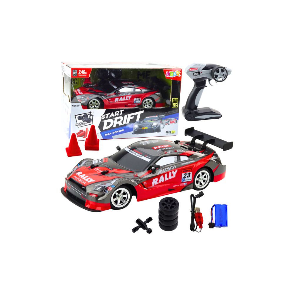 Samochód Wyścigowy Auto Do Driftu RC Czerwono Czarny 30km/h 1:16