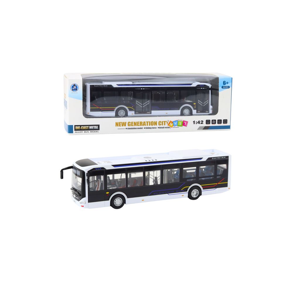 Autobus Metalowy Miejski Światła Dźwięk 1:42 Biały