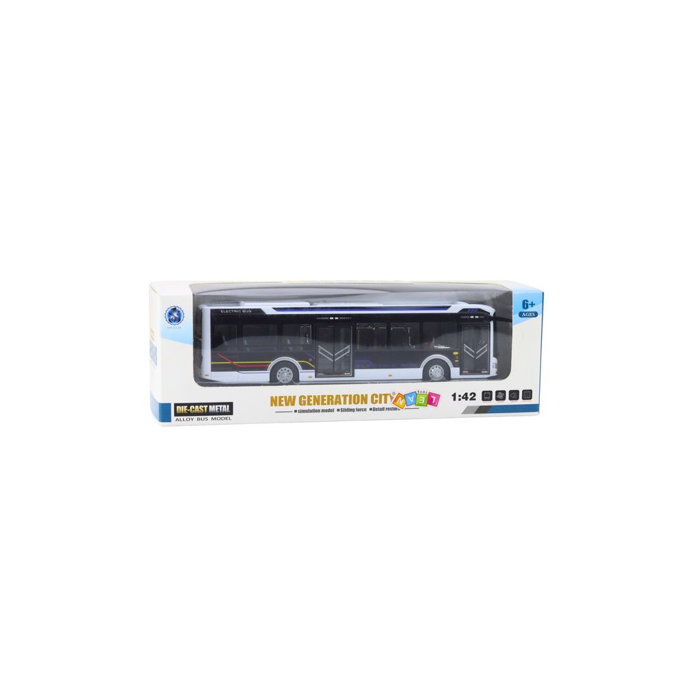 Autobus Metalowy Miejski Światła Dźwięk 1:42 Biały