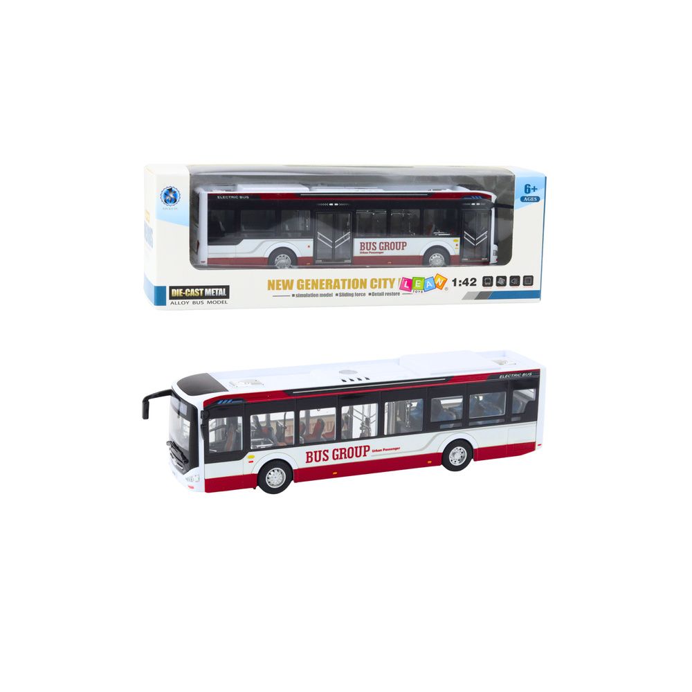 Autobus Miejski Metalowy Dźwięk Światła 1:42 Czerwony