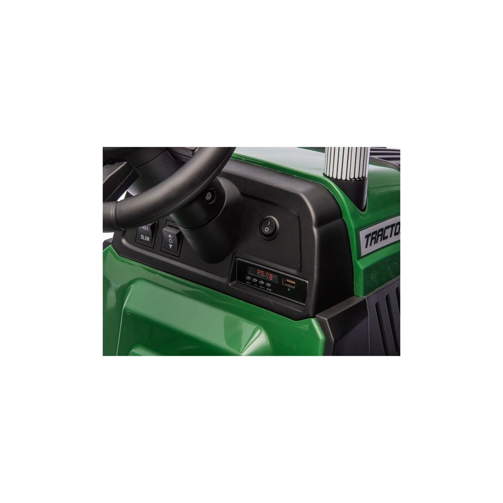Traktor Na Akumulator CH9959B Z Przyczepą Ciemno Zielony 24V