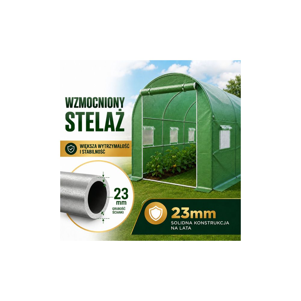 Tunel Ogrodowy Foliowy Szklarnia Na Warzywa PRO Stelaż 25MM 12x3x2M 36M²