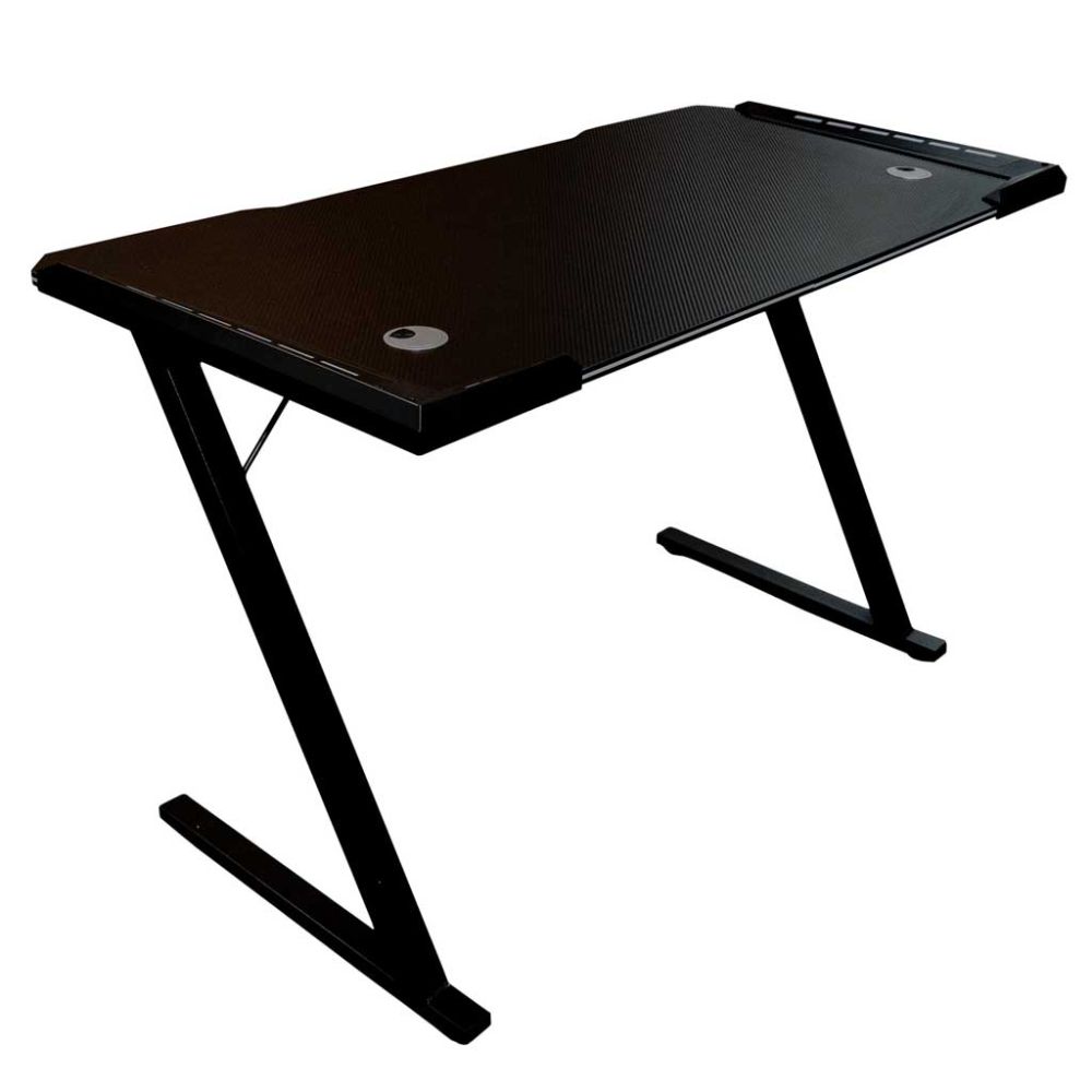 Žaidimų stalas su LED foniniu apšvietimu RGB kompiuterio laikikliai 120x60cm