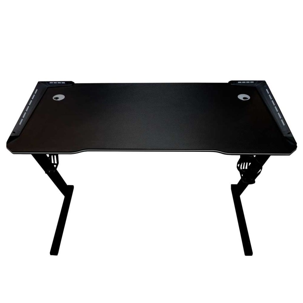 Žaidimų stalas su LED foniniu apšvietimu RGB kompiuterio laikikliai 120x60cm
