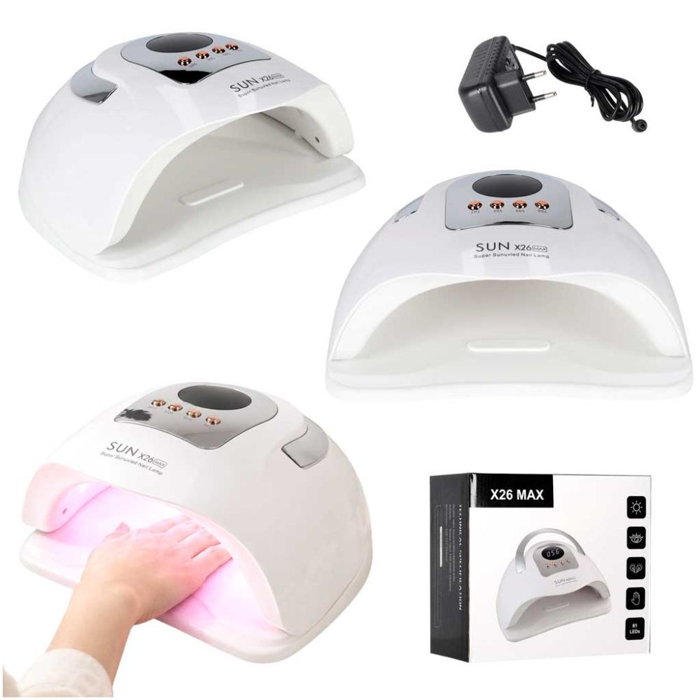 UV nagų lempa Sun X26, 81 LED, 380 W, skirta hibridinių nagų manikiūrui ir geliniams nagams