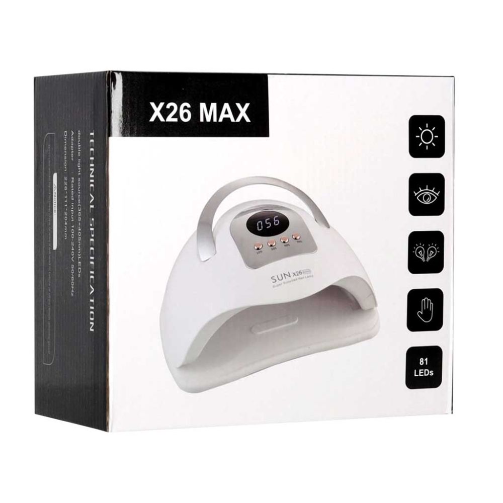 UV nagų lempa Sun X26, 81 LED, 380 W, skirta hibridinių nagų manikiūrui ir geliniams nagams