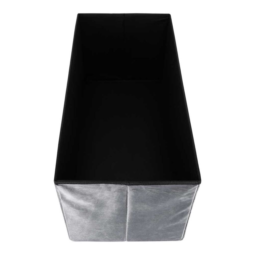 Sulankstomas veliūrinis pufas su daiktadėže po sėdyne, 77x38x37 cm, pilkas