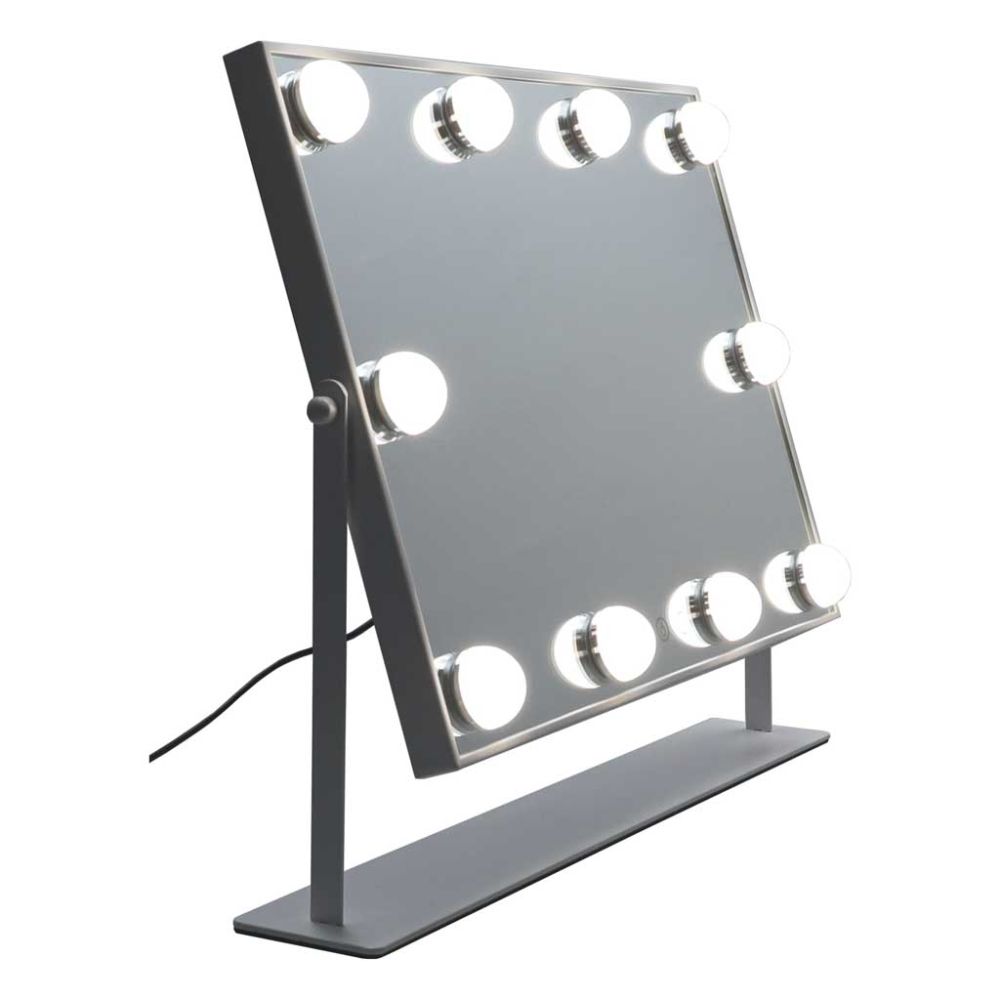 Kosmetinis veidrodis su 10 LED lempučių ir 3 šviesos spalvomis, baltas, 45×37×7,5cm