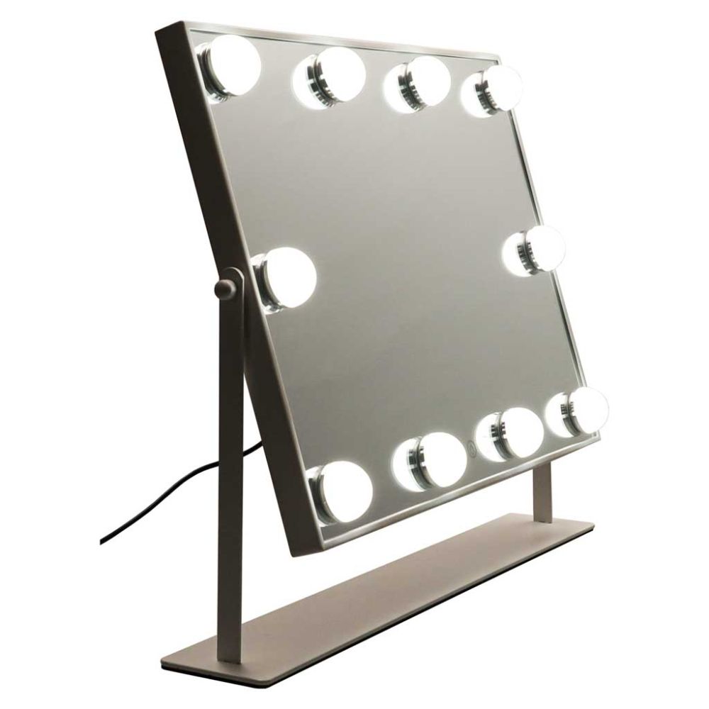 Kosmetinis veidrodis su 10 LED lempučių ir 3 šviesos spalvomis, baltas, 45×37×7,5cm