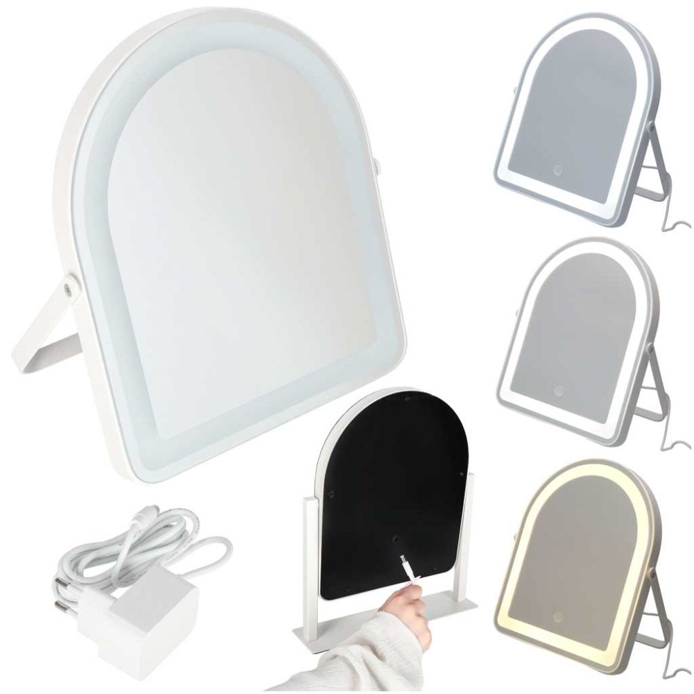 Kosmetinis LED veidrodis su jutikliniu valdymu 31x26,5 cm, baltas
