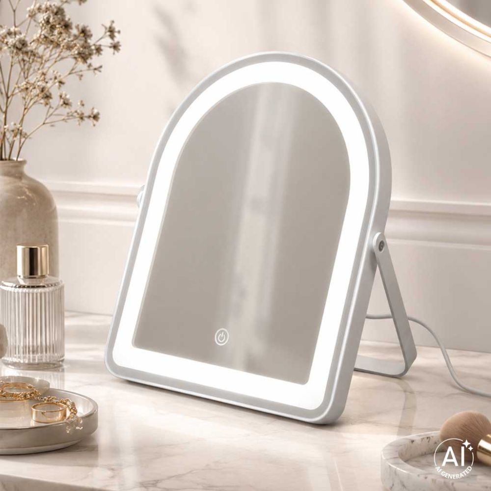 Kosmetinis LED veidrodis su jutikliniu valdymu 31x26,5 cm, baltas