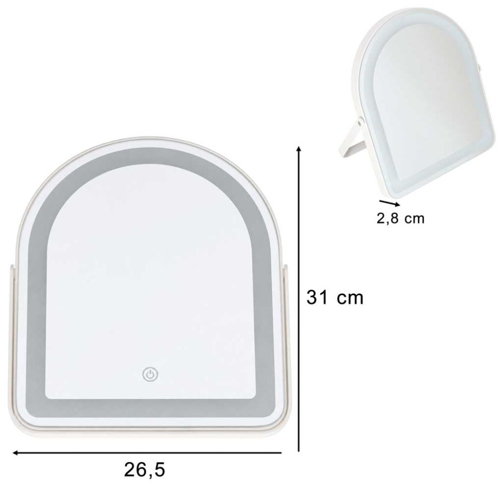 Kosmetinis LED veidrodis su jutikliniu valdymu 31x26,5 cm, baltas