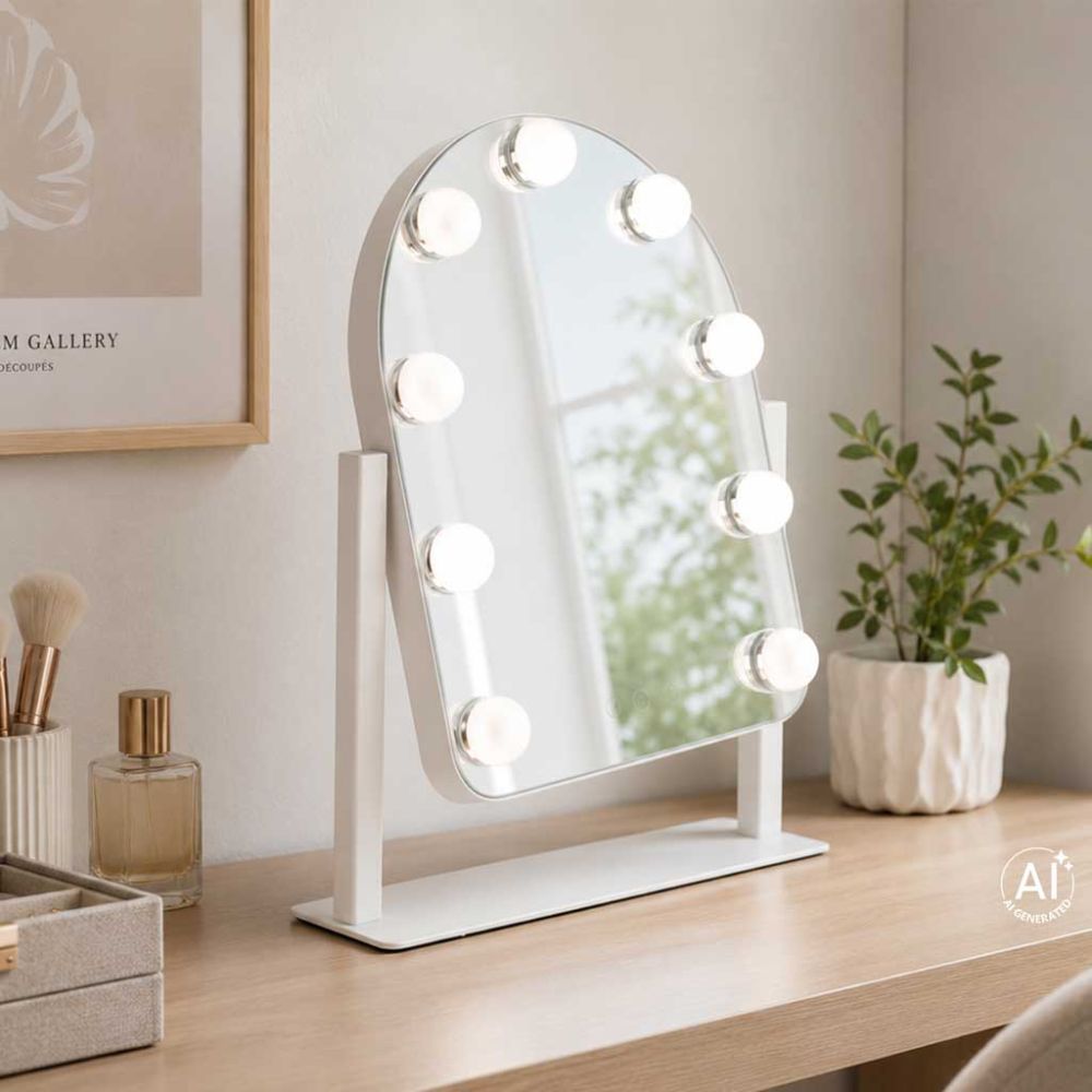Kosmetinis LED veidrodis su 9 apšvietimo taškais, baltas