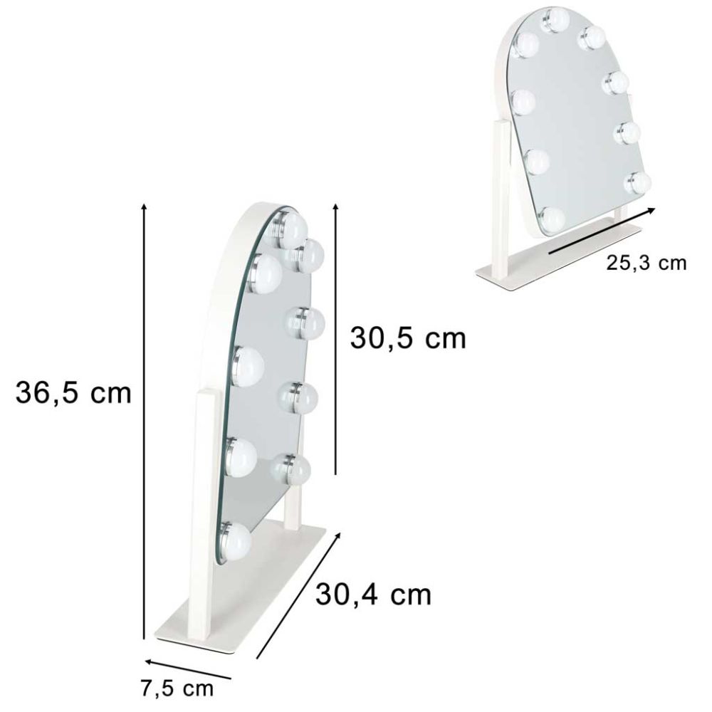 Kosmetinis LED veidrodis su 9 apšvietimo taškais, baltas