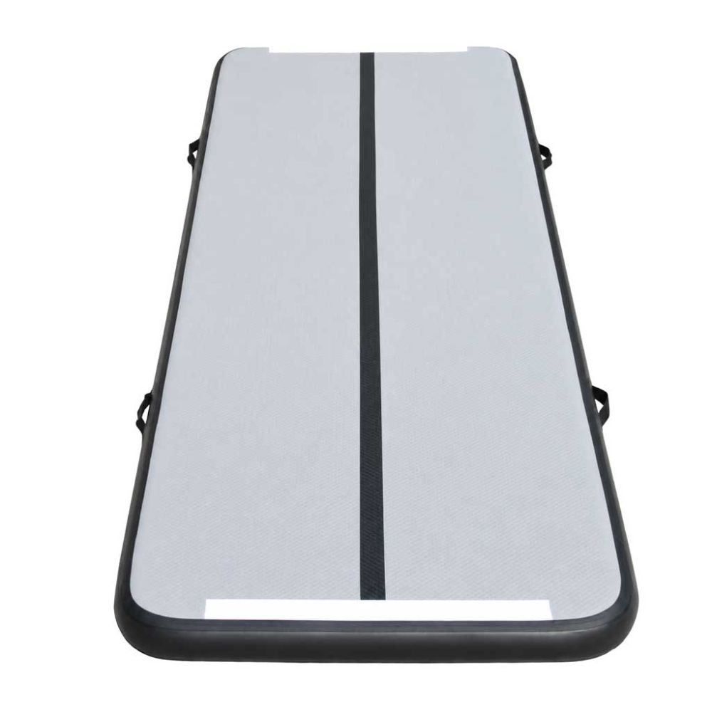 Gimnastikos kilimėlis Air Track su elektrine pompa 300x100x10cm, pilkas su juodais elementais