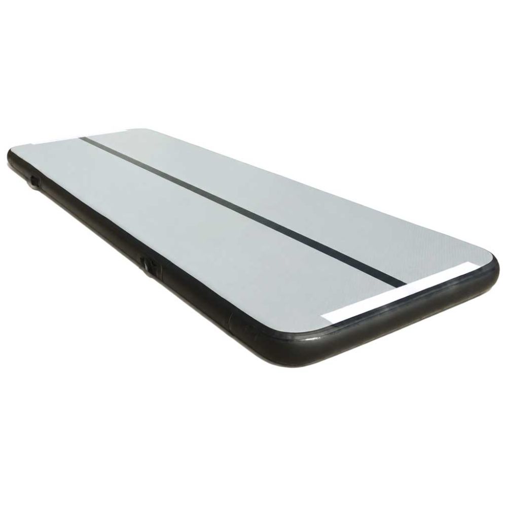 Gimnastikos kilimėlis Air Track su elektrine pompa 300x100x10cm, pilkas su juodais elementais