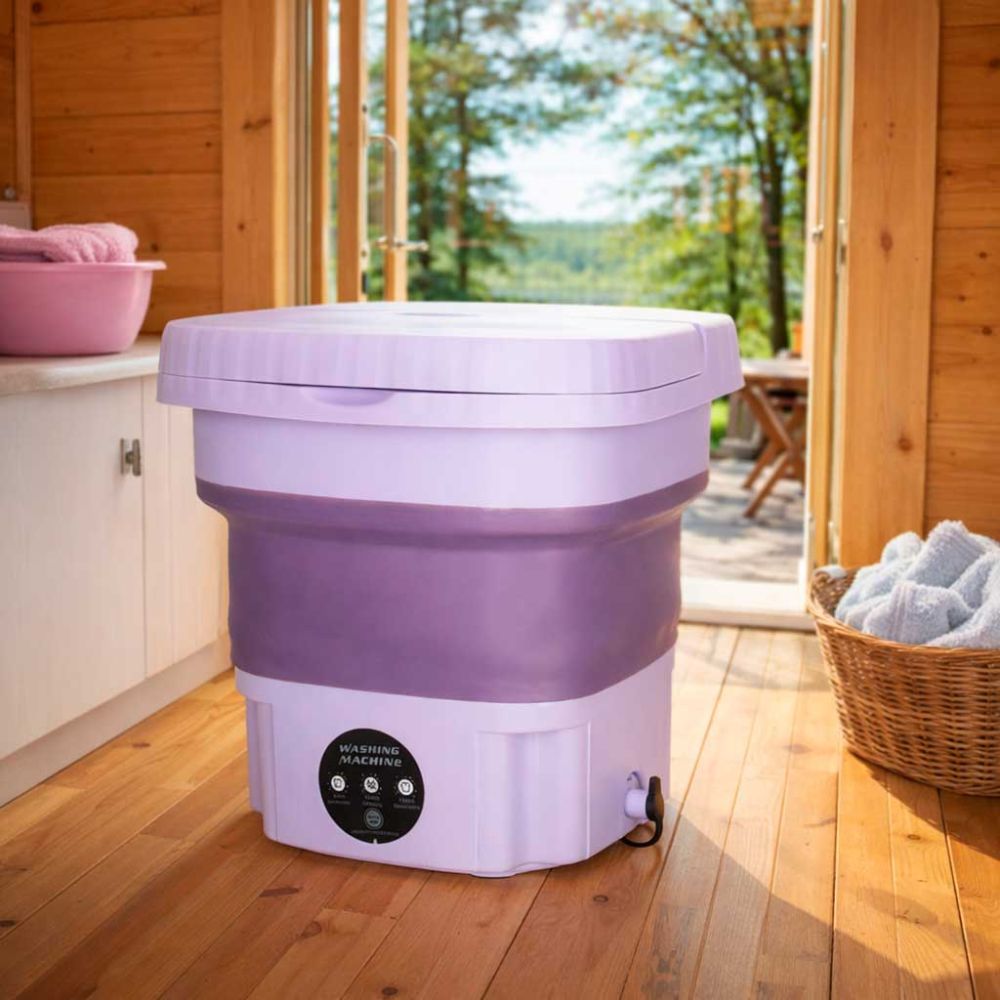 Kelioninė skalbimo mašina mini nešiojama sulankstoma 8l violetinė