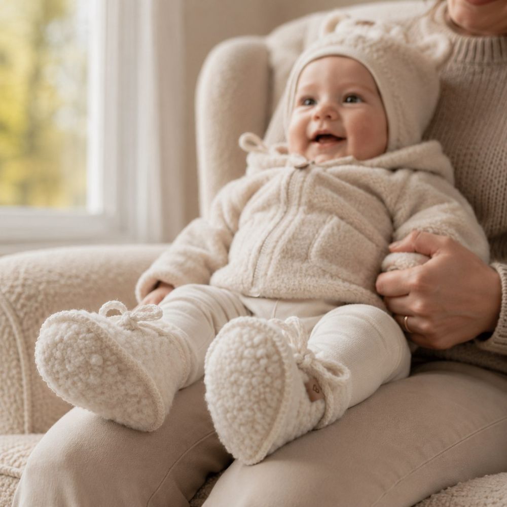 Buciki dziecięce wełniane Nevada 0-6m beige