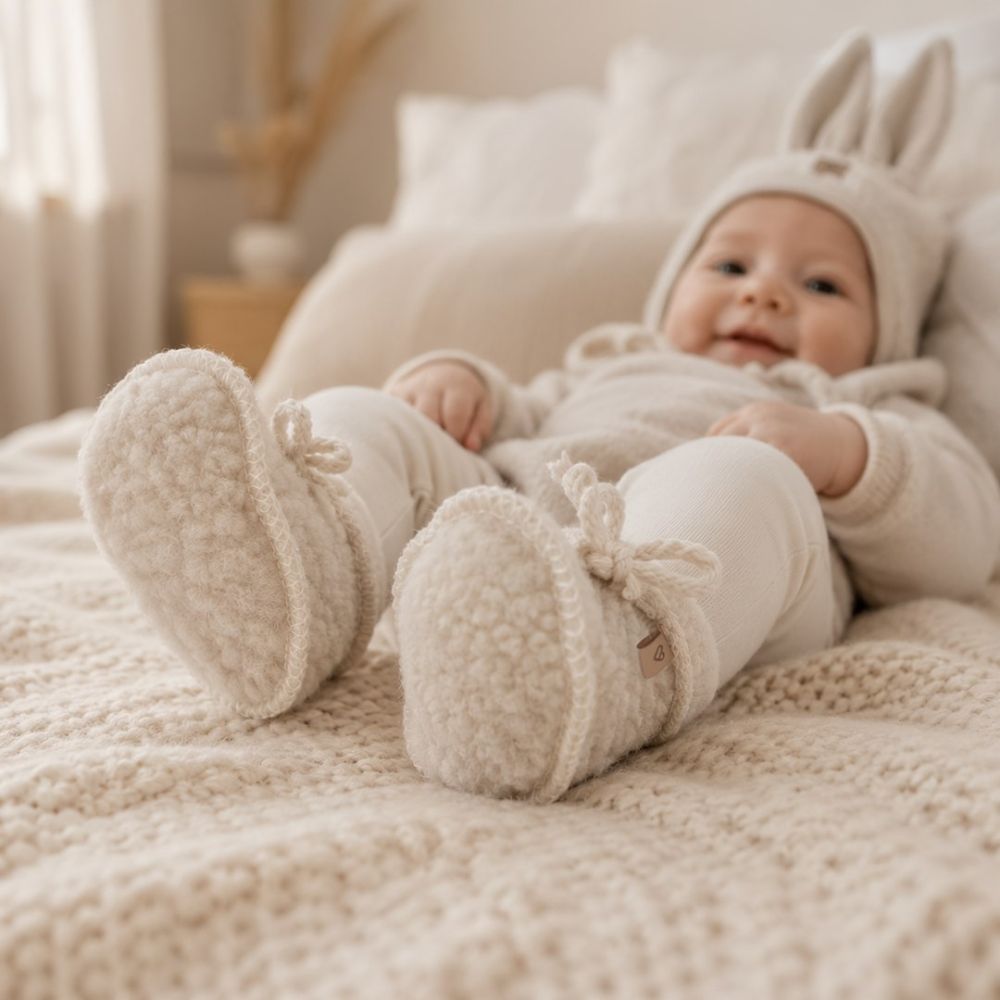 Buciki dziecięce wełniane Nevada 6-12m beige