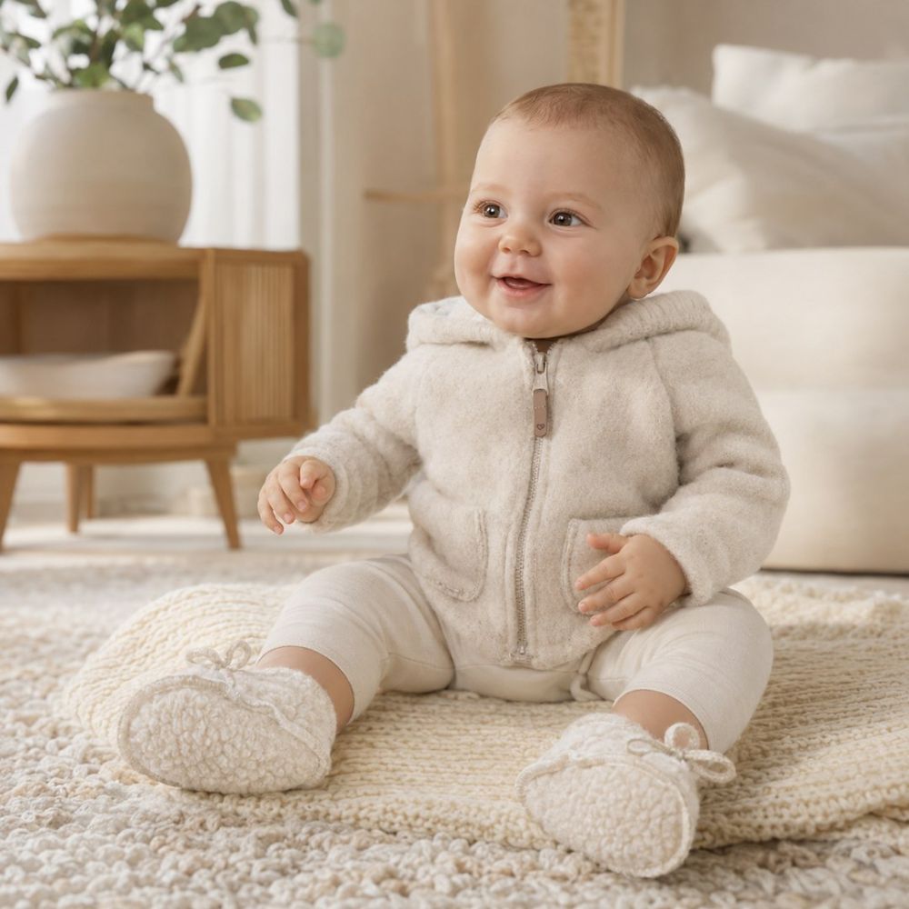 Buciki dziecięce wełniane Nevada 6-12m beige