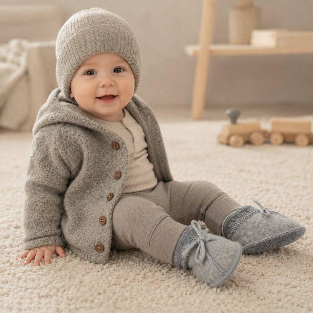 Buciki dziecięce wełniane Nevada 6-12m grey
