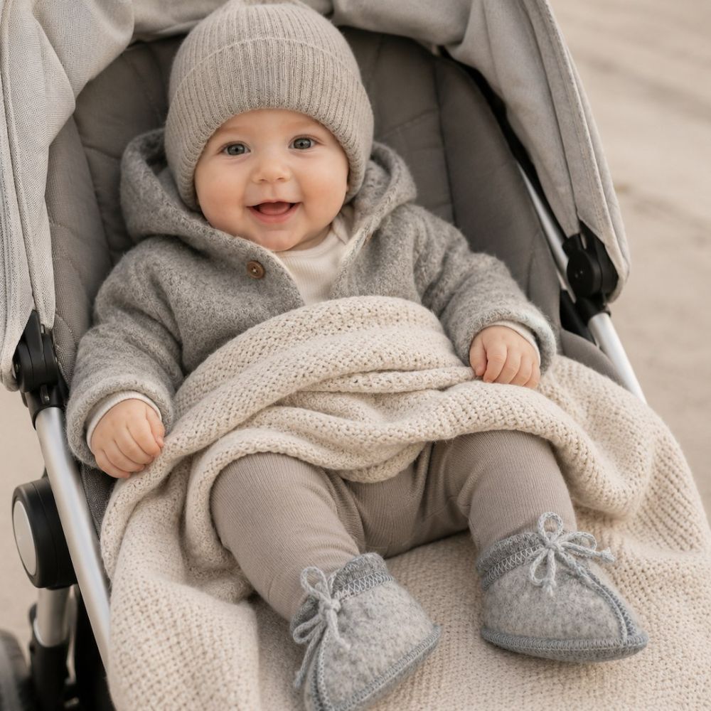 Buciki dziecięce wełniane Nevada 6-12m grey