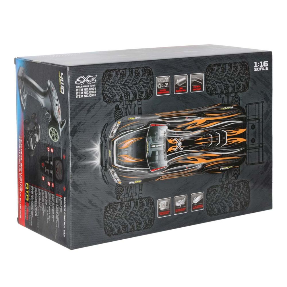 RC automobilis Q901 bešepetėlinis 1:16 2.4G 4CH 52km/h raudonas