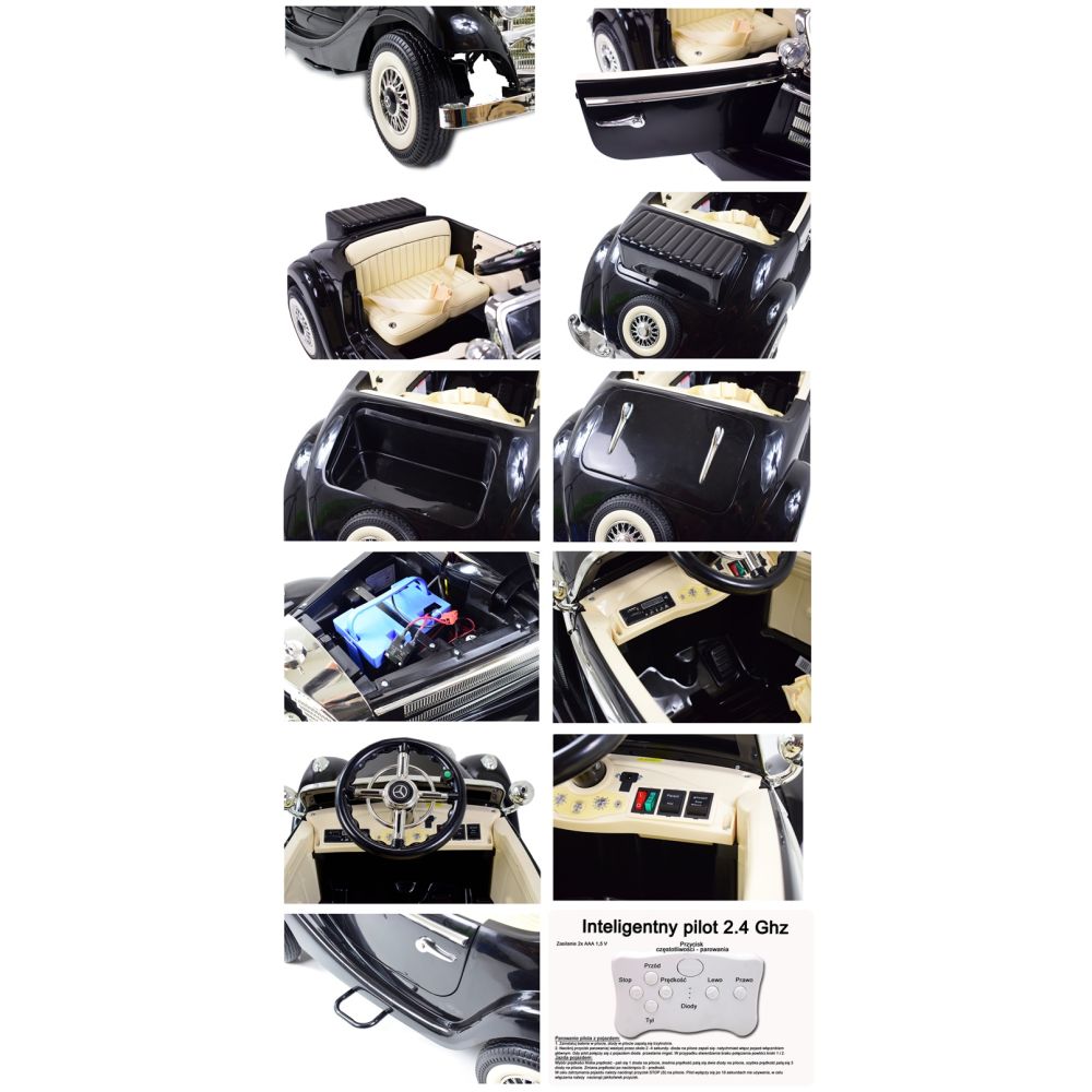 MERCEDES RETRO TYP 540K DLA DZIECKA I DLA RODZICA, MIĘKKIE KOŁA EVA, MIĘKKIE SIEDZENIE, FULL OPCJA/A200