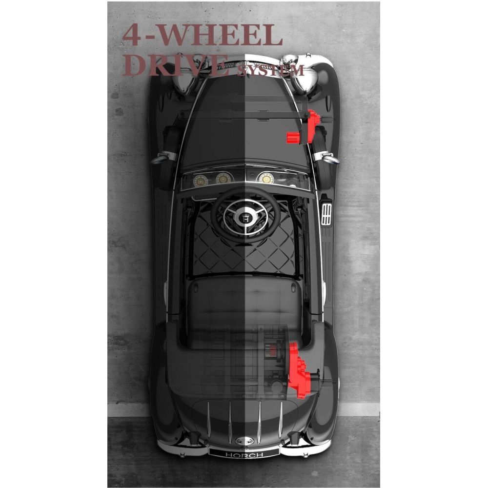 ORIGINALUS „AUDI HORCH“ VAIKAMS IR TĖVAMS, SKIRTAS IKI 100 KG, 2×200 W, 24 V/JE1005
