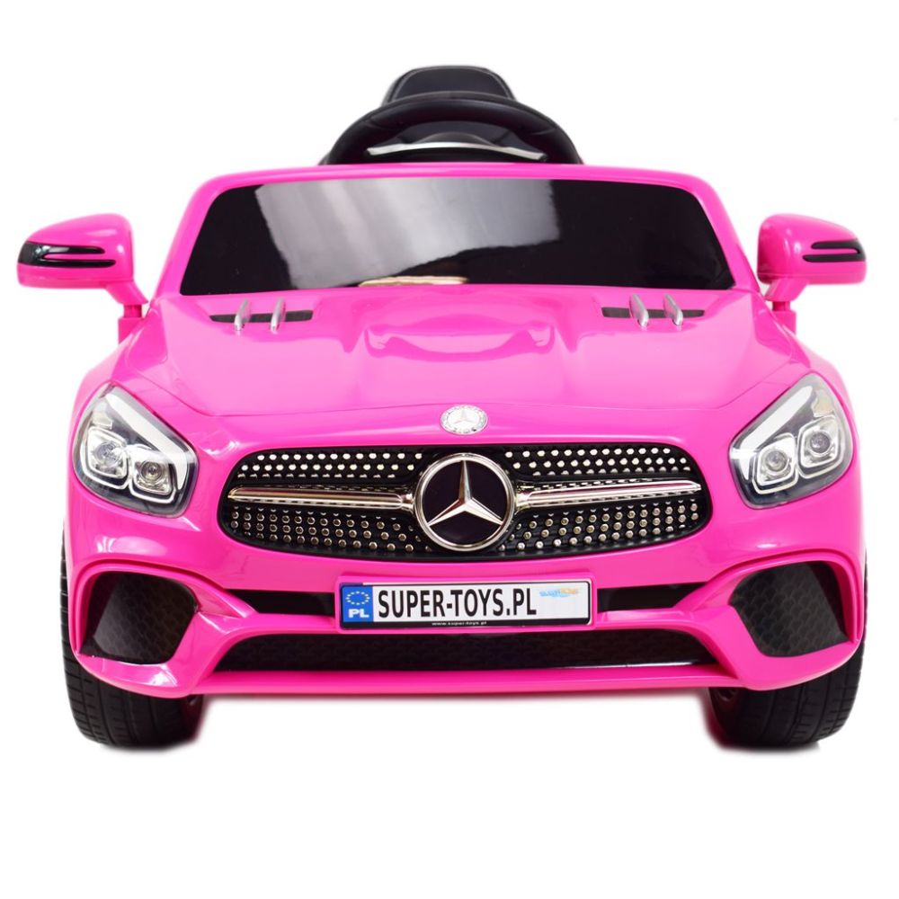 „Mercedes SL500“ – baterijomis maitinamas automobilis vaikams, su EVA ratais, odinis apmušalas, rožinis
