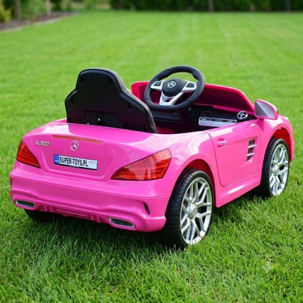 Mercedes SL500 Auto na akumulator dla dzieci Koła EVA Skóra Różowy