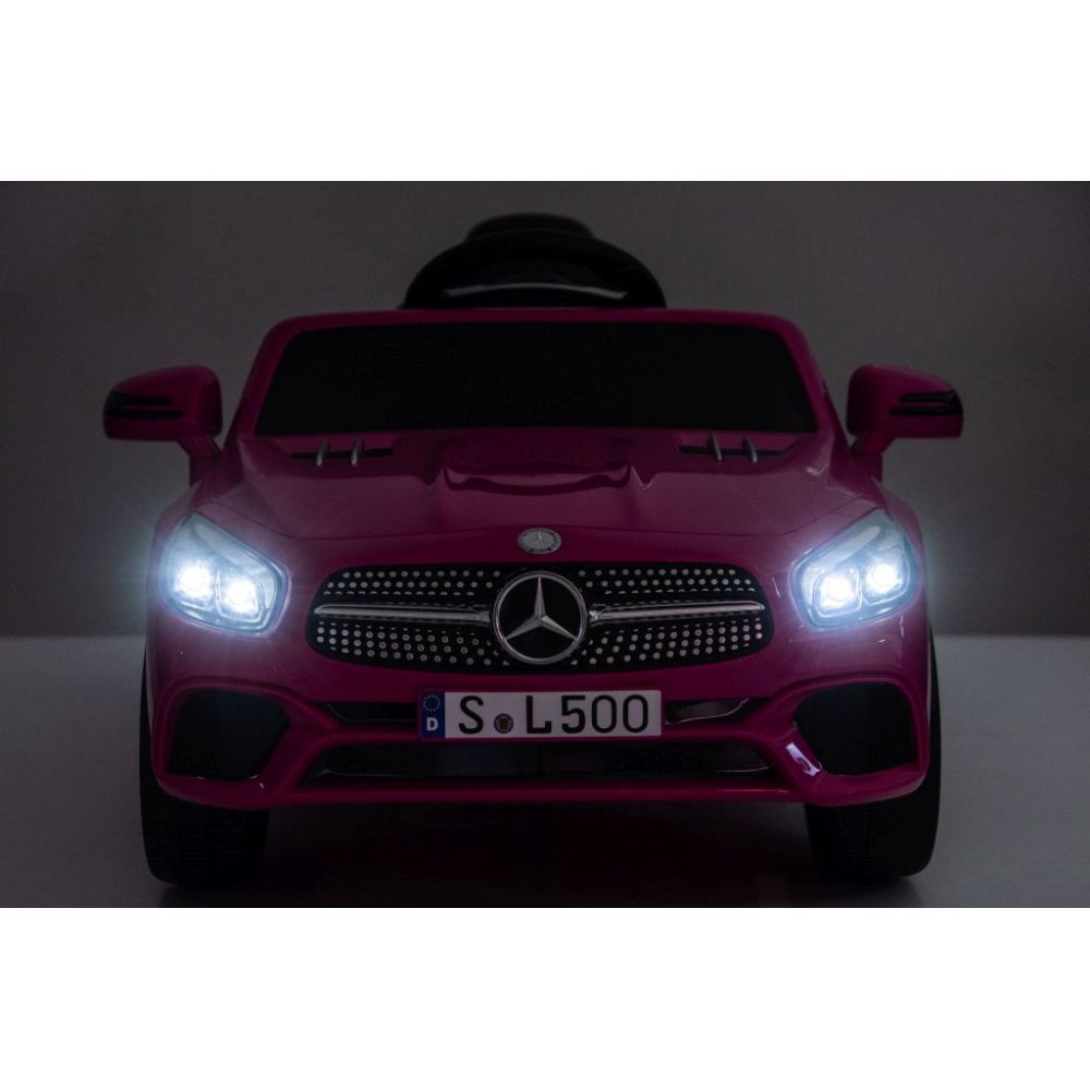 Mercedes SL500 Auto na akumulator dla dzieci Koła EVA Skóra Różowy